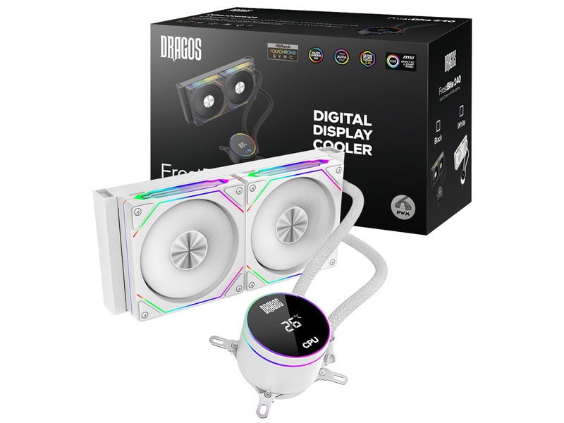 Dragos FrostBite 240 Intel-AMD 240MM Isı Göstergeli ARGB Beyaz Sıvı Soğutucu