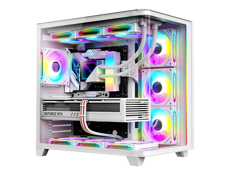 Dragos Ocean Curved Pro V2 Beyaz 7x Argb Fan USB 3.0 Type-C 750W 80+ ATX Bilgisayar Kasası Beyaz